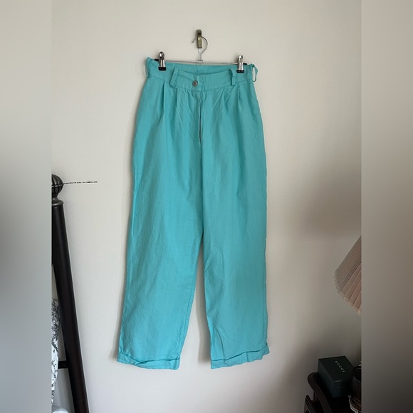 Two piece mint blazer and pants - 100% linen - Picture 5 of 5